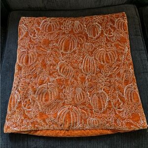 NWOT Orange Silver Autumn Pillow Cover 19.5” x 20”
